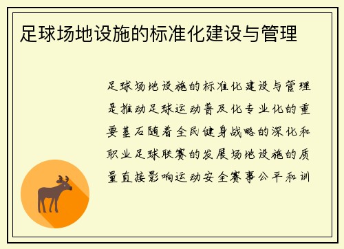 足球场地设施的标准化建设与管理